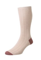 Pantherella 8X3 Rib Contrast Heel Toe - Linen/cotton blend - Hamada