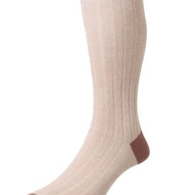 Pantherella 8X3 Rib Contrast Heel Toe - Linen/cotton blend - Hamada