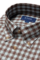 Eton Brown/green check linen shirt
