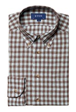 Eton Brown/green check linen shirt