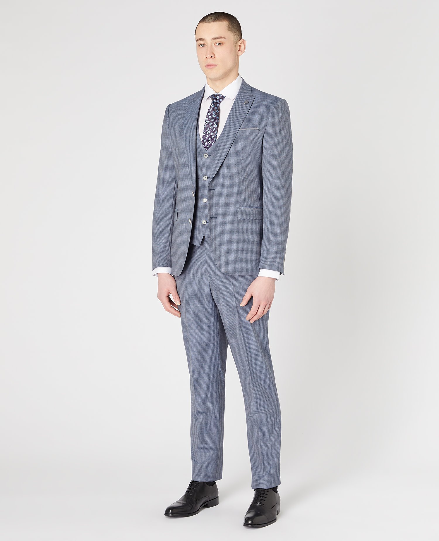 Remus Uomo Blue Check Mario Slim fit 3 piece suit