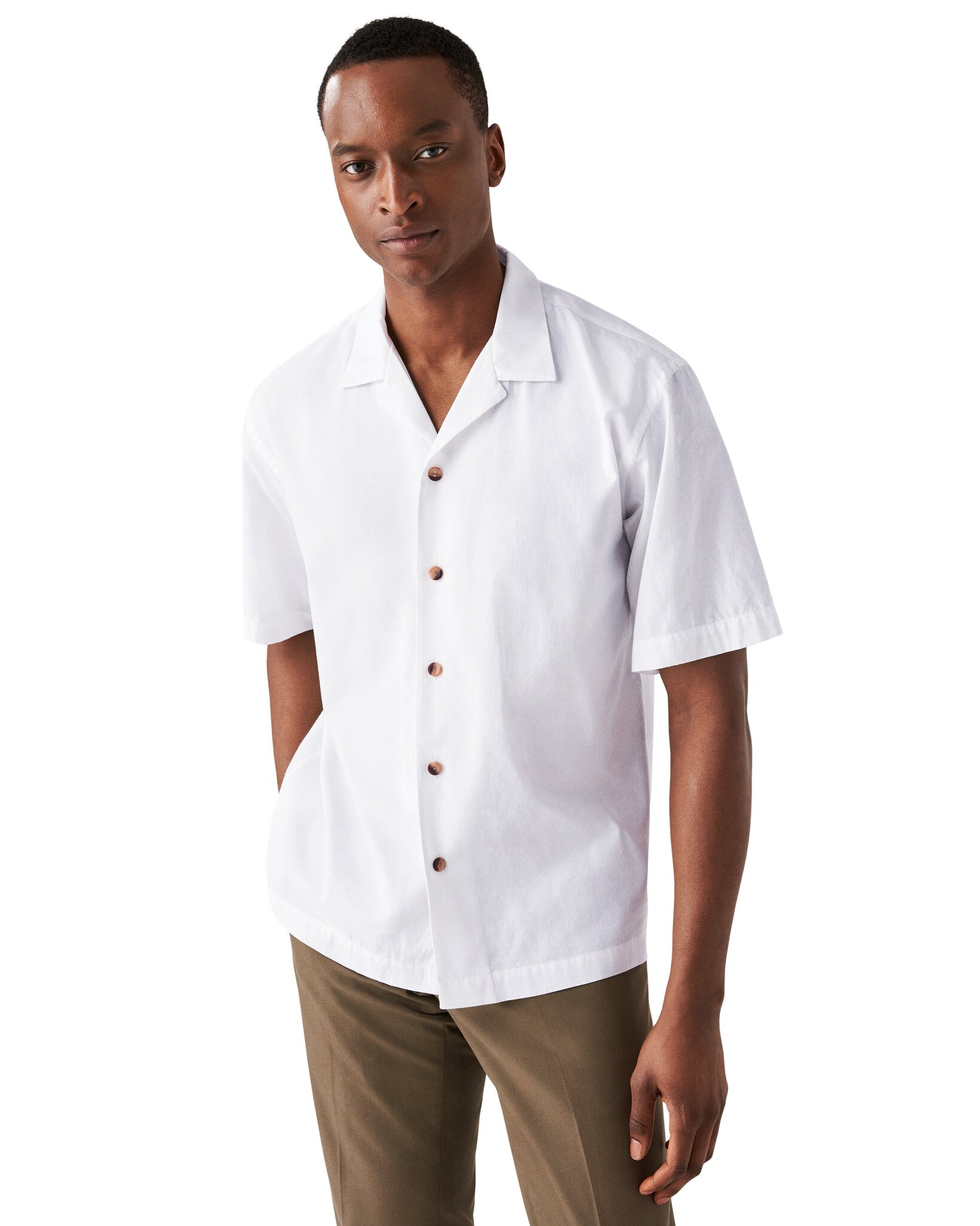 Eton White Cotton/silk Resort shirt