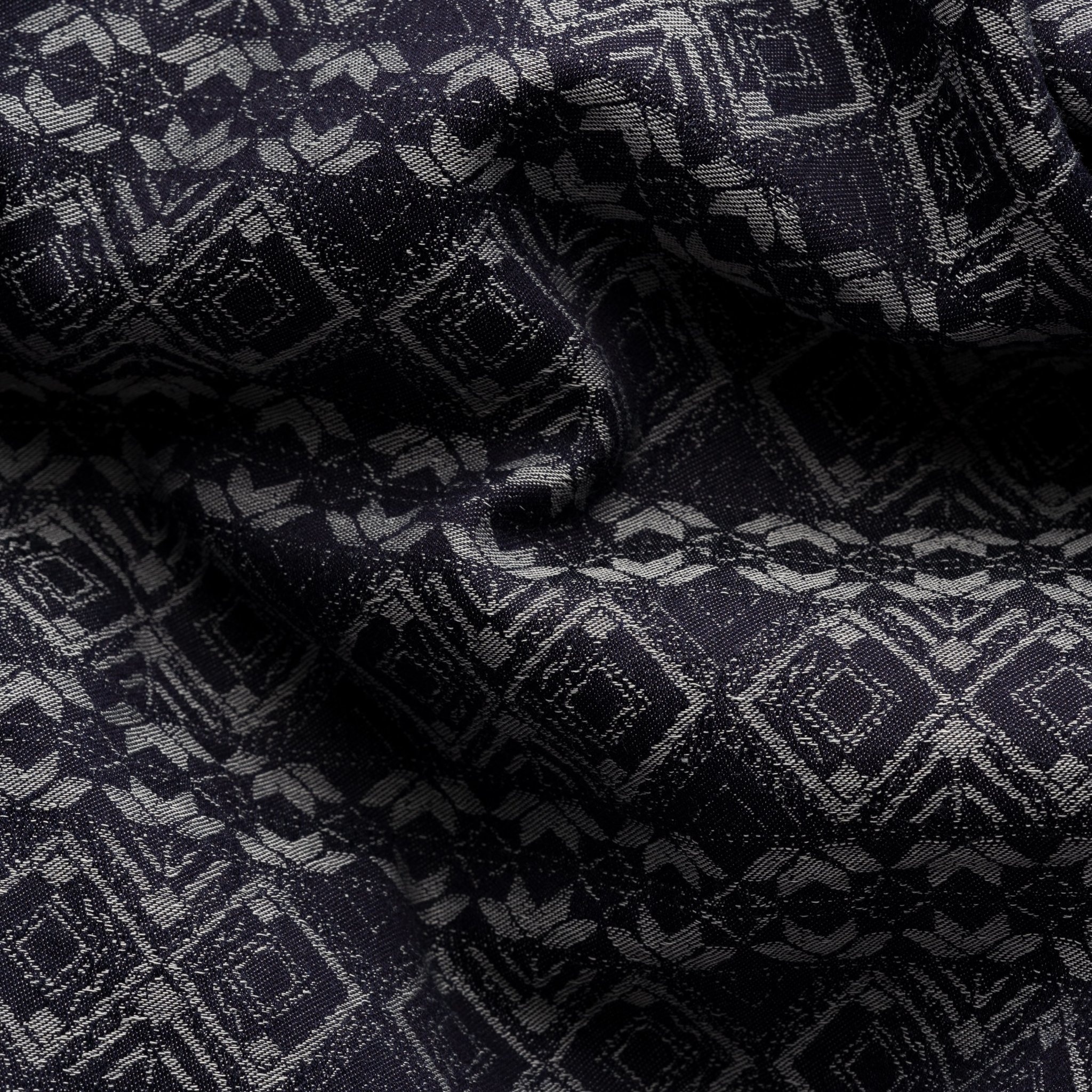 Eton Blue Geometric Jacquard Denim Resort Shirt