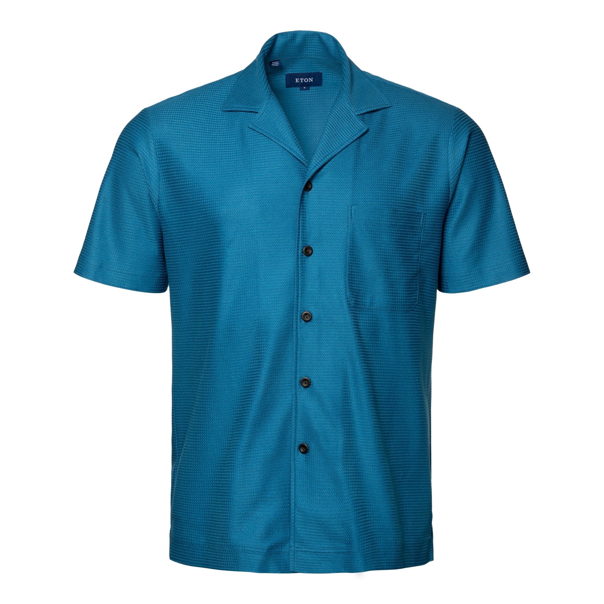 Eton Blue Filo di Scozia Jacquard Resort Shirt