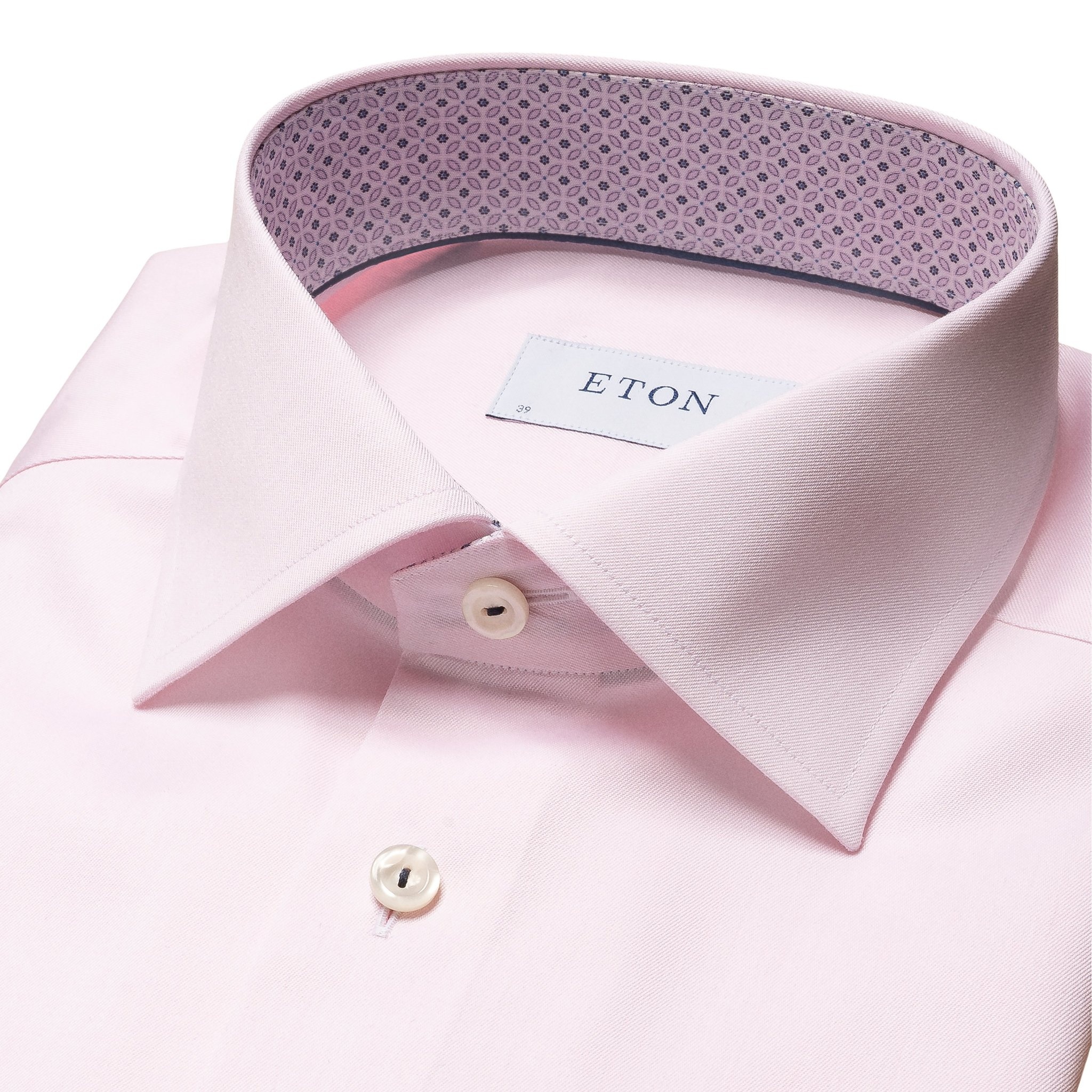 Eton Signature Twill with geometric pink trim