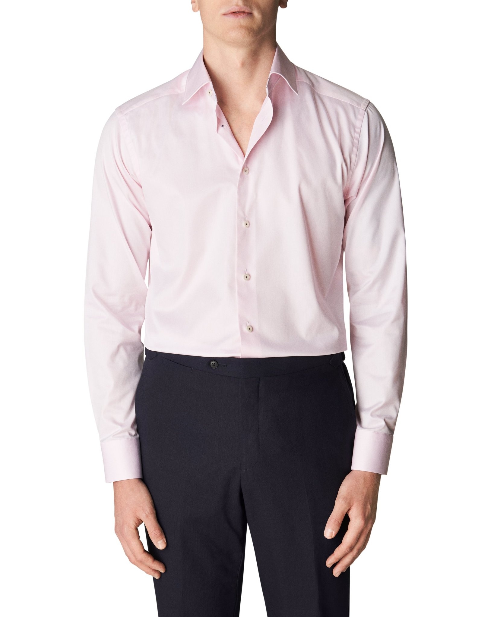 Eton Signature Twill with geometric pink trim