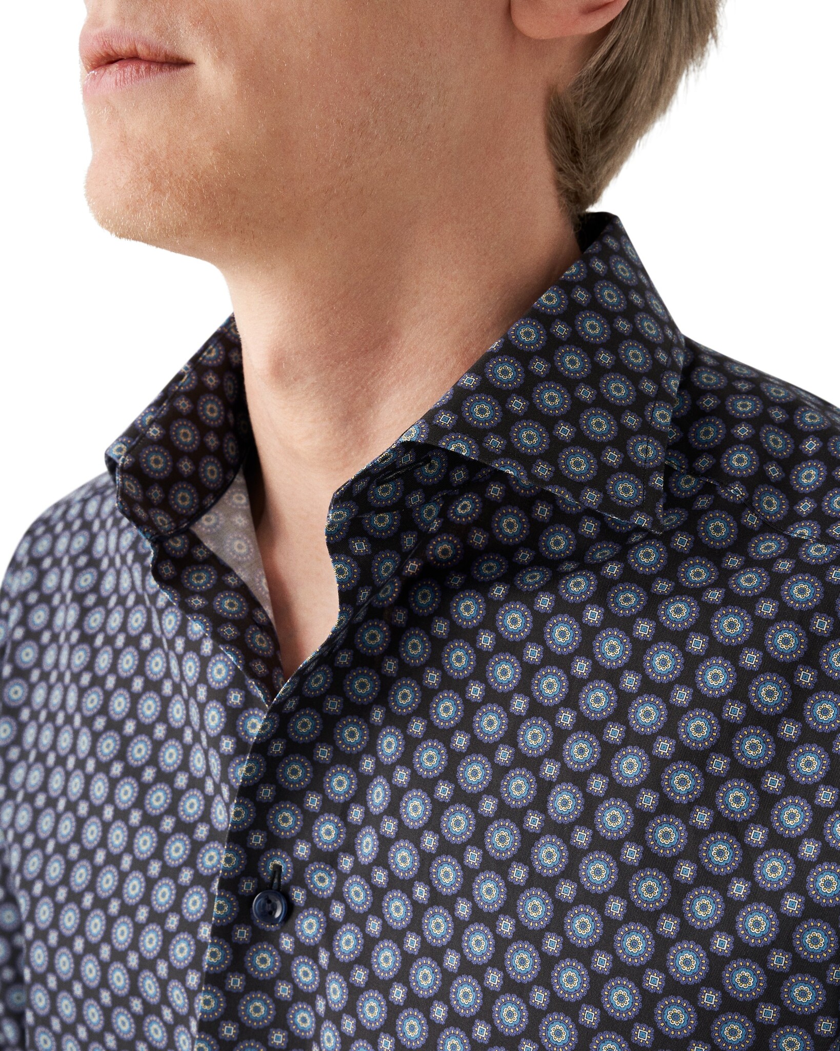 Eton Slim Fit Geometric Print on Twill