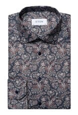 Eton signature twill paisley navy button