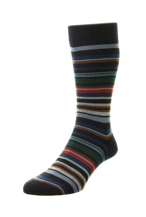 Pantherella Superfine Merino Striped sock - Quakers