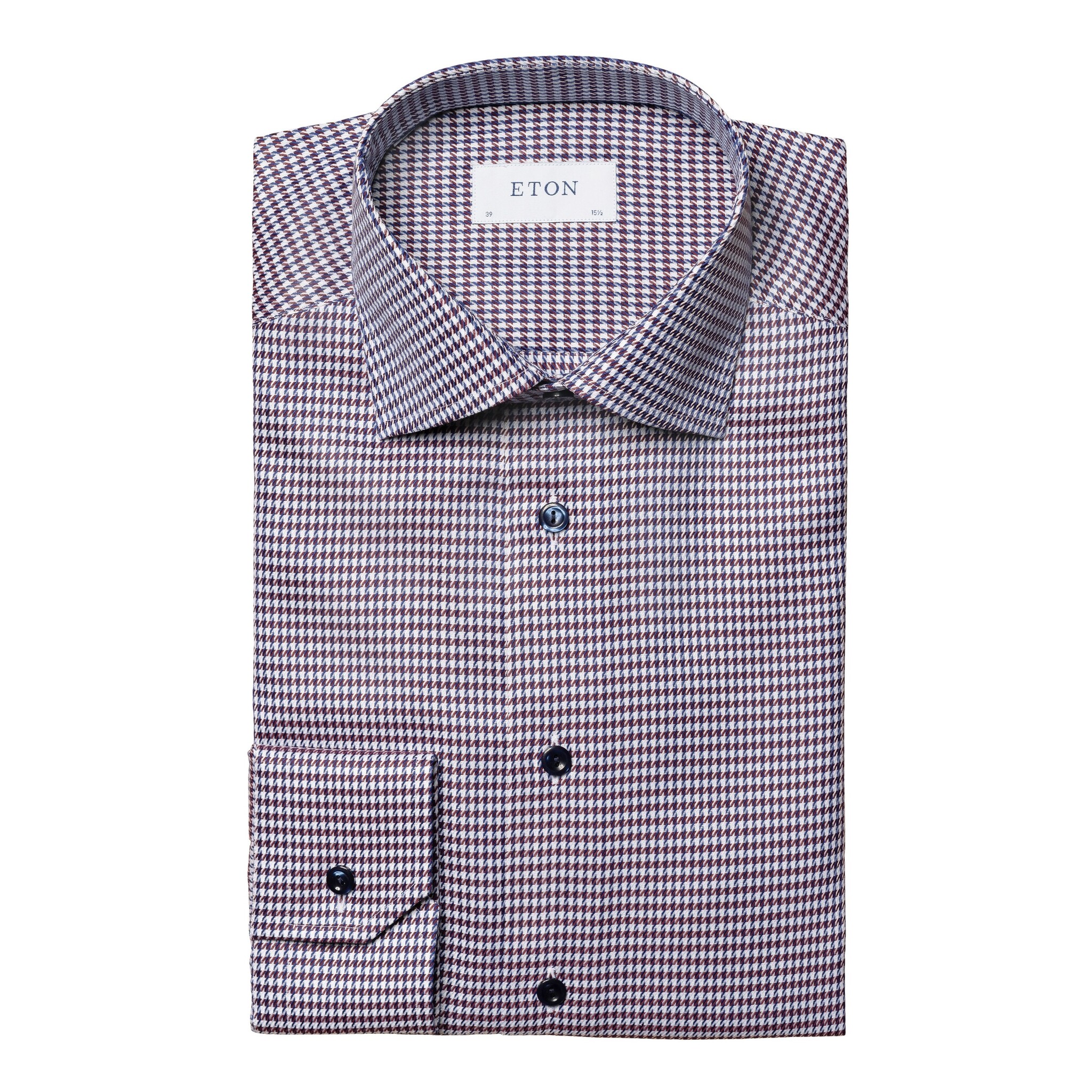 Eton Dogtooth Twill shirt with Navy Button