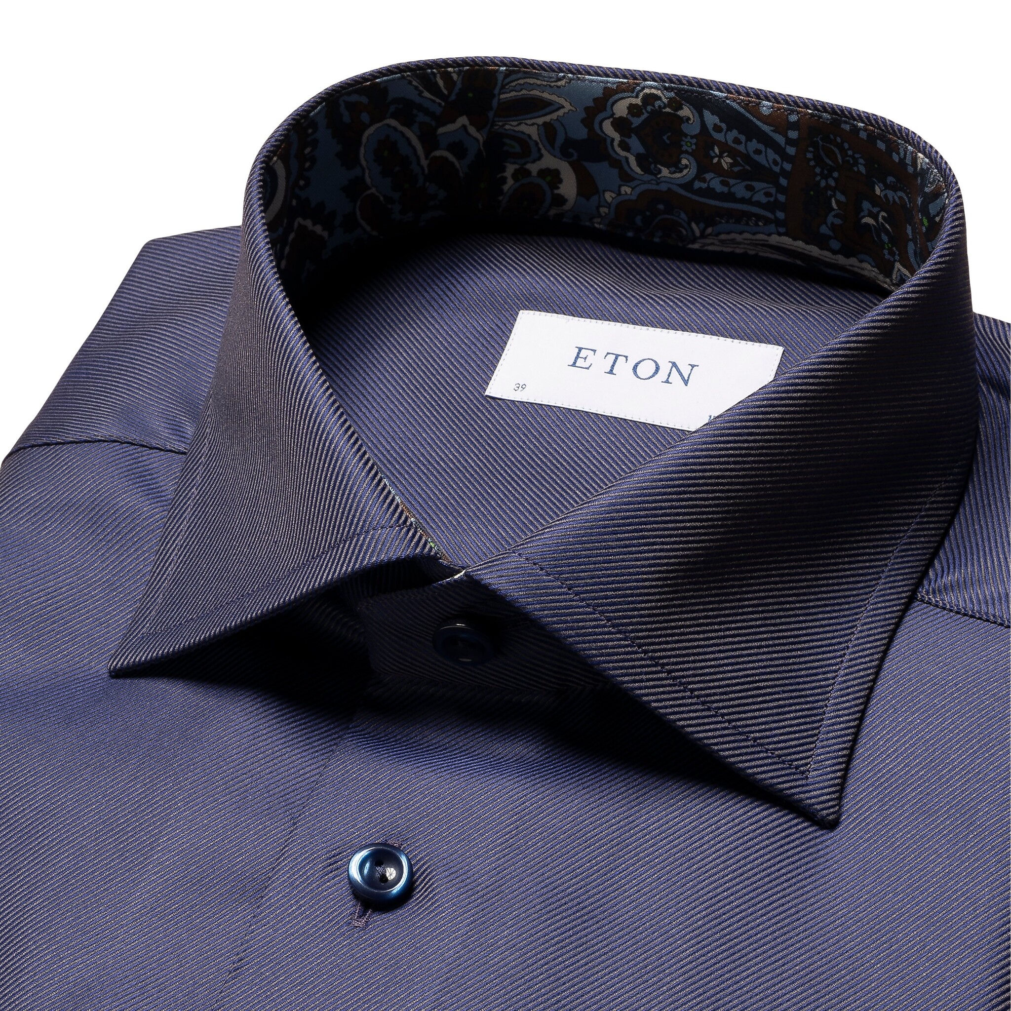 Eton Textured Twill with Trim and contrast button