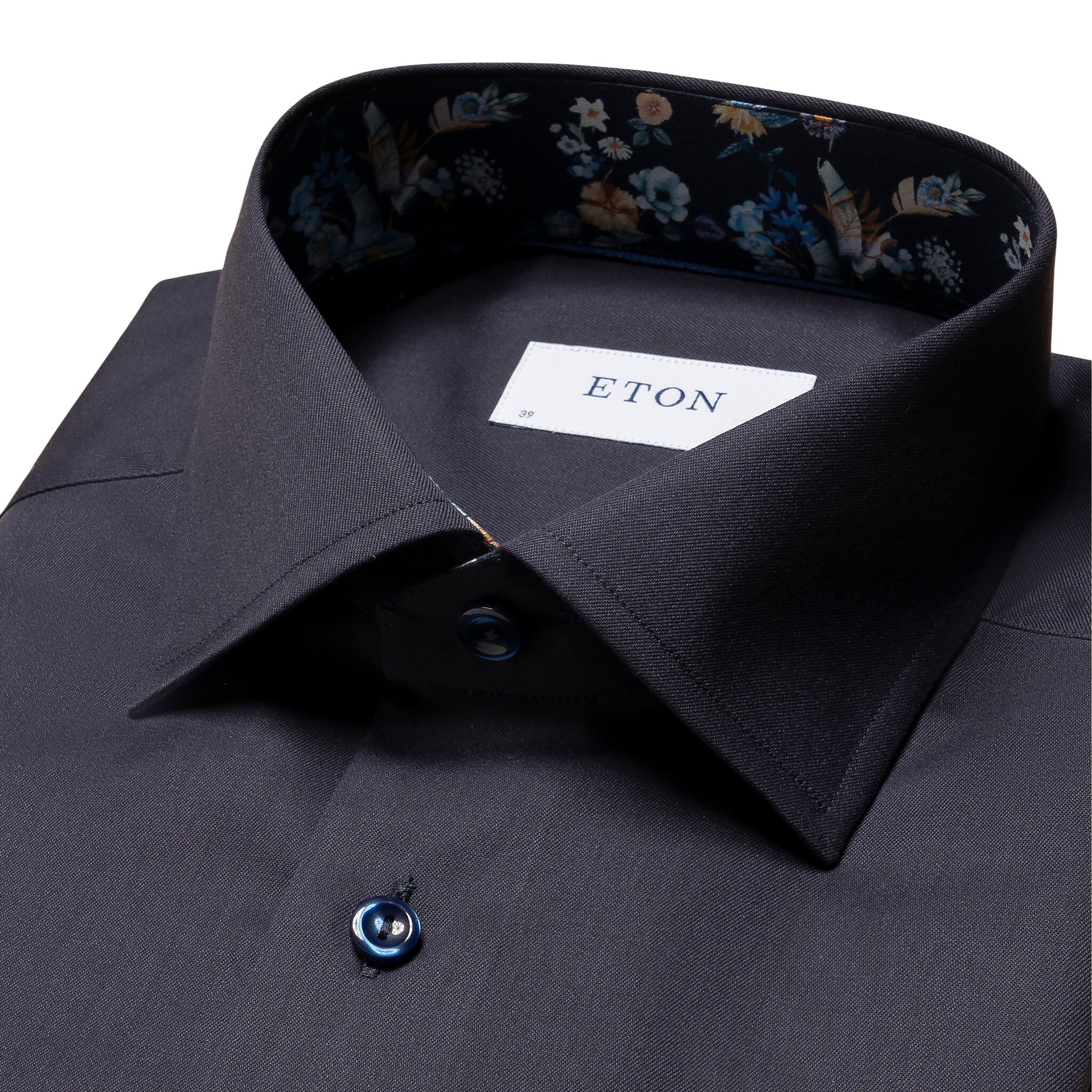 Eton Signature twill with spring fauna trim navy