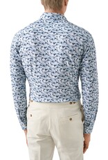 Eton Light Blue Palm Print cotton 4 way stretch shirt