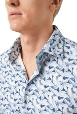 Eton Light Blue Palm Print cotton 4 way stretch shirt