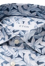 Eton Light Blue Palm Print cotton 4 way stretch shirt