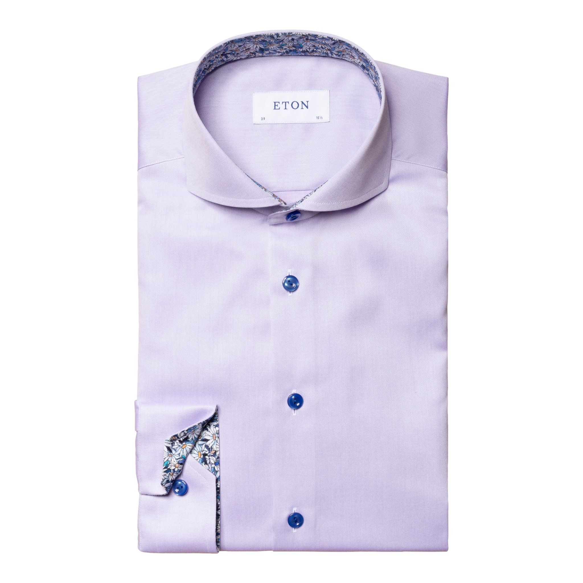 Eton Signature Twill with floral daisy trim - Violet