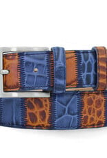 Robert Charles Tan/Blue Patchwork Leather Jean belt