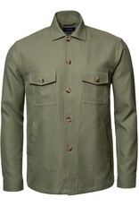 Eton Olive Green Textured Twill Overshirt