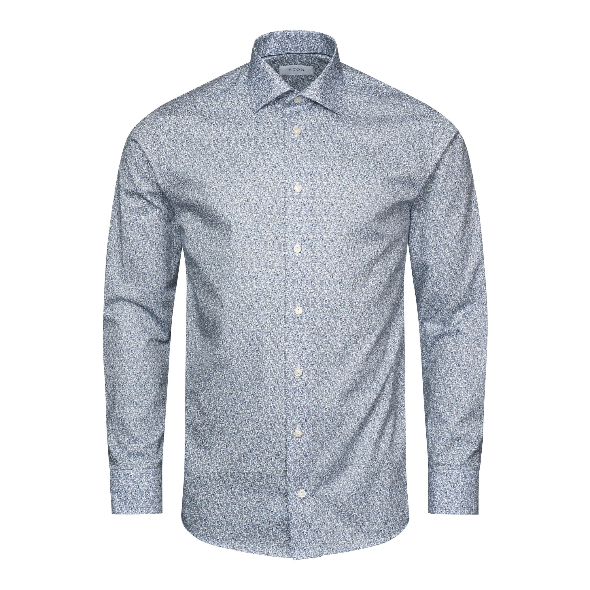 Eton Blue Spring Flower Print Signature Twill shirt