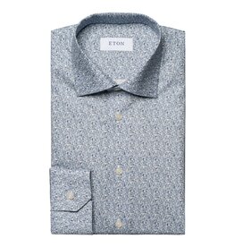 Eton Blue Spring Flower Print Signature Twill shirt