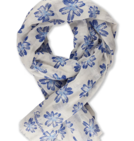 Stenstroms Blue flower cotton/linen scarf