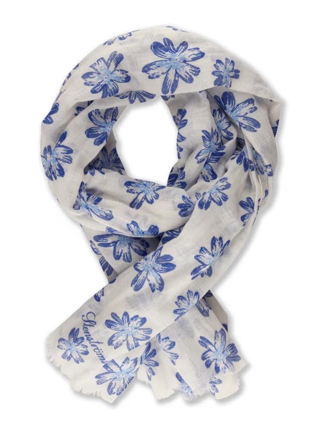 Stenstroms Blue flower cotton/linen scarf