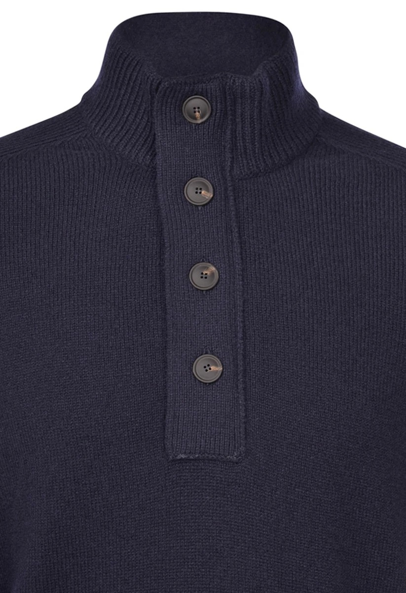Gran Sasso Mock Neck zip/button Super Geelong Sweater
