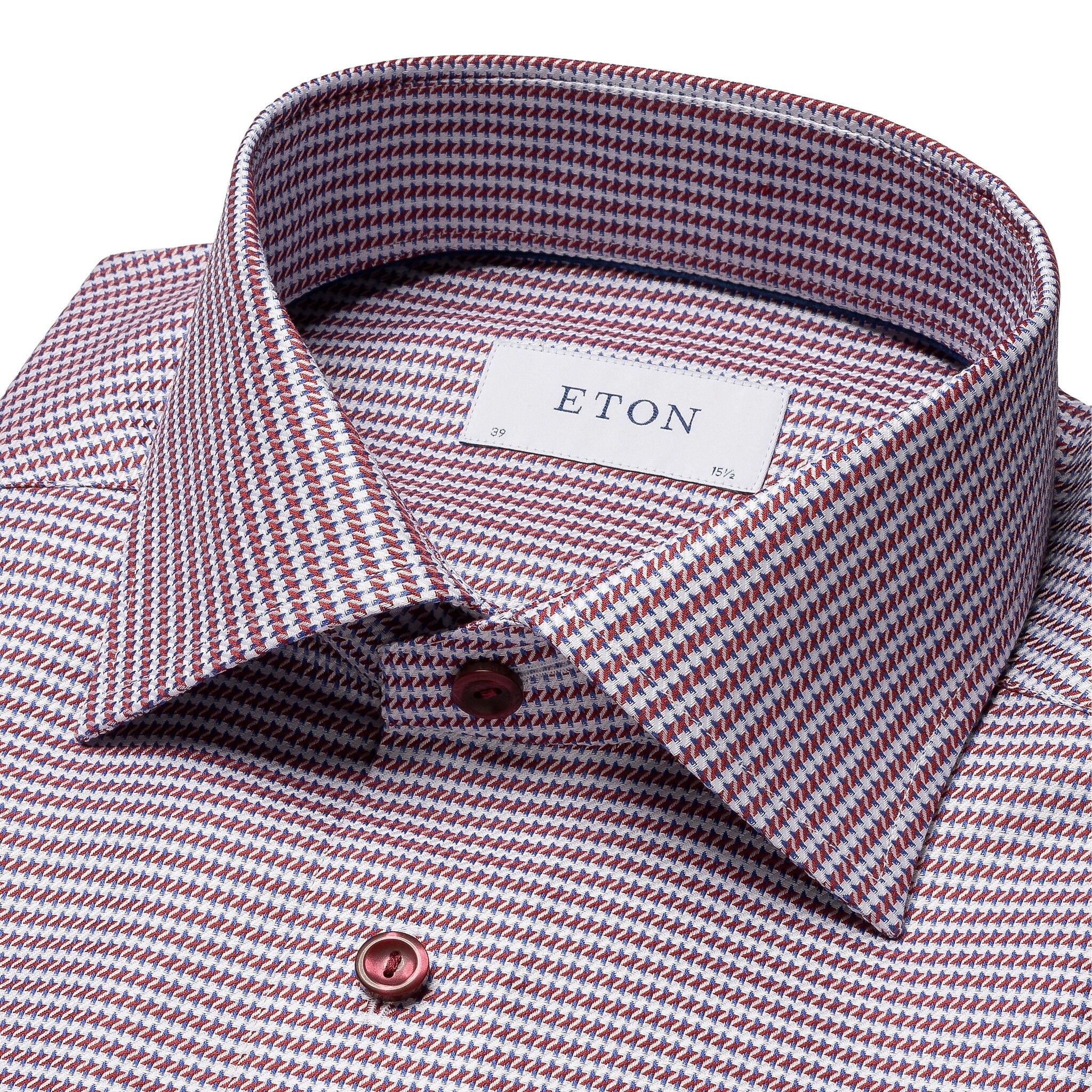 Eton Houndstooth Signature Twill shirt with tonal button