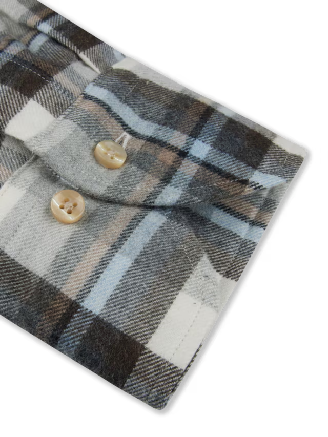 Stenstroms Light Blue Checked Luxury Flannel Shirt
