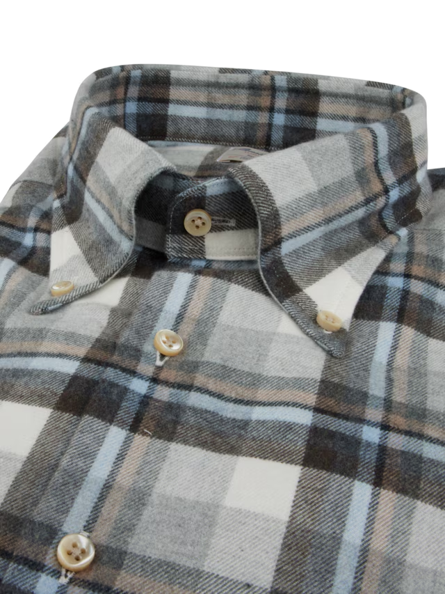 Stenstroms Light Blue Checked Luxury Flannel Shirt