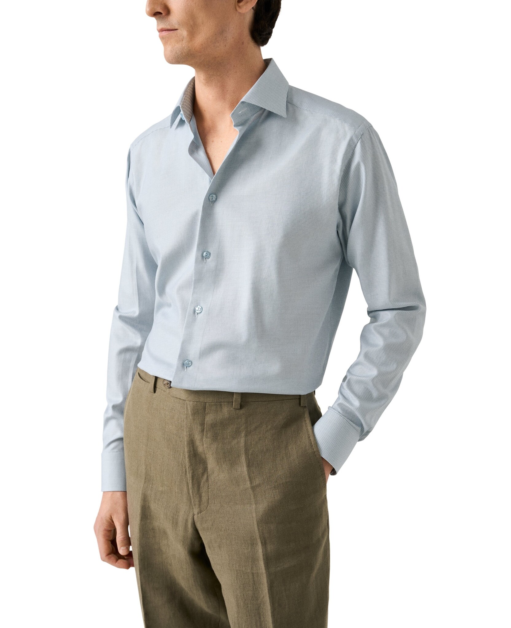 Eton Semi Solid effect Dobby shirt with trim