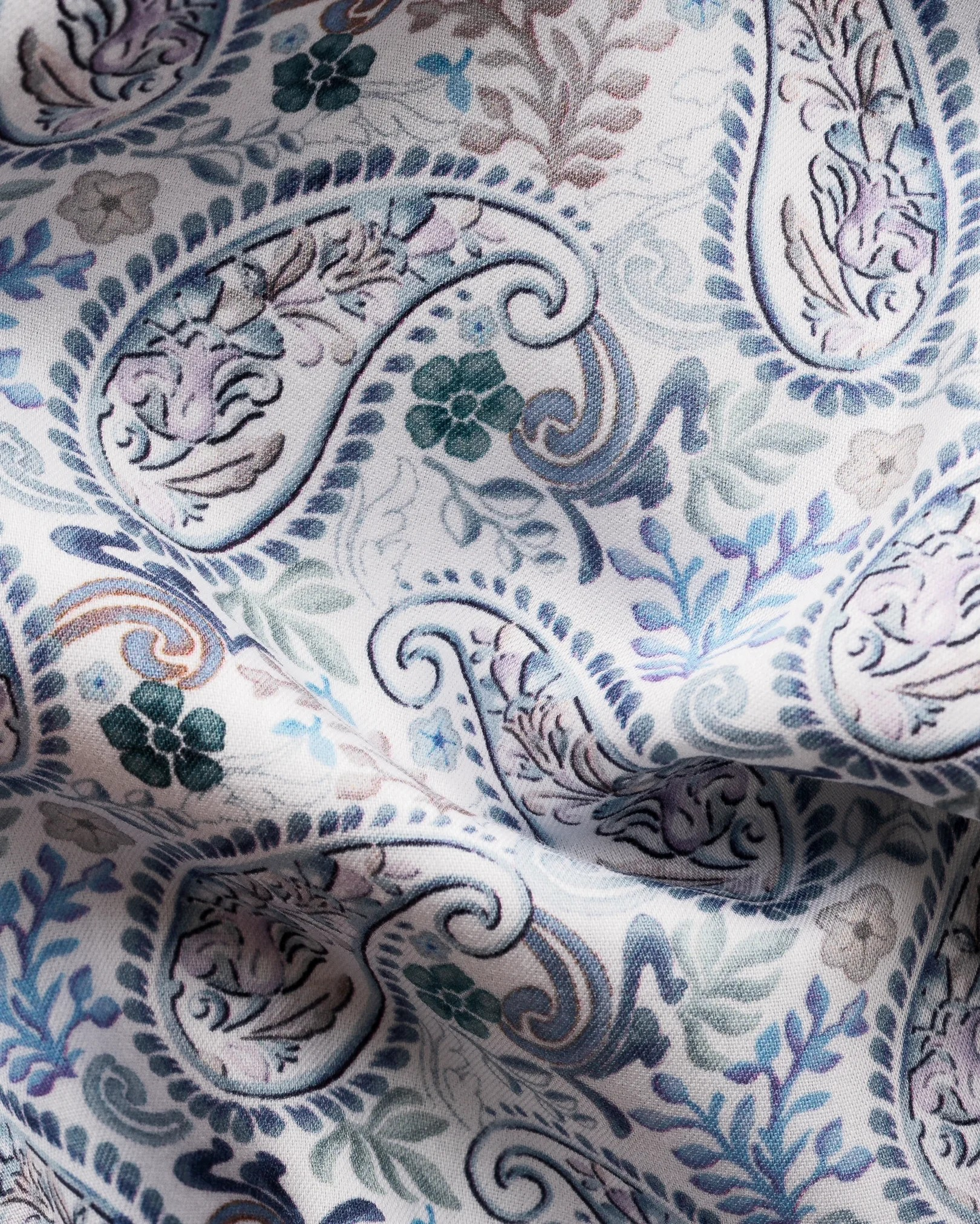 Eton Paisley print lyocell/twill shirt blue