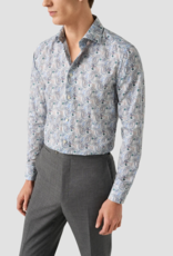 Eton Paisley print lyocell/twill shirt blue