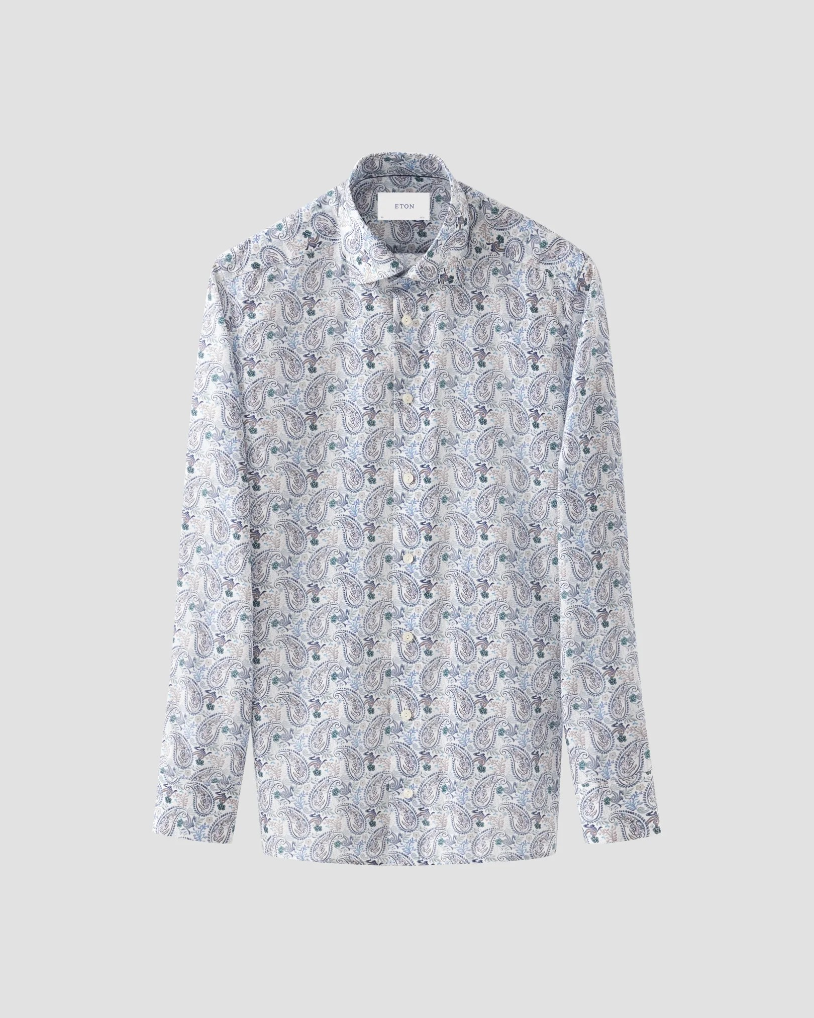 Eton Paisley print lyocell/twill shirt blue