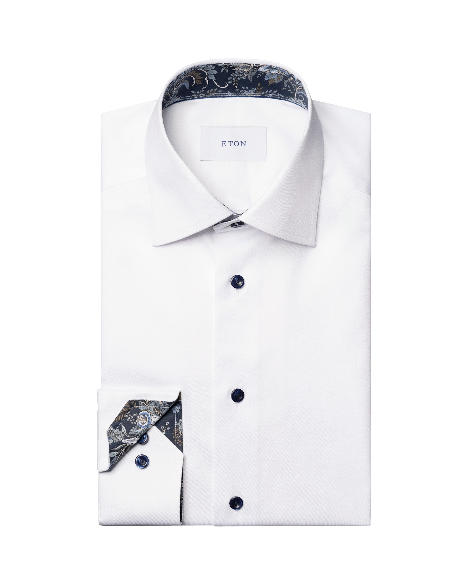 Eton Signature Twill with Floral Trim