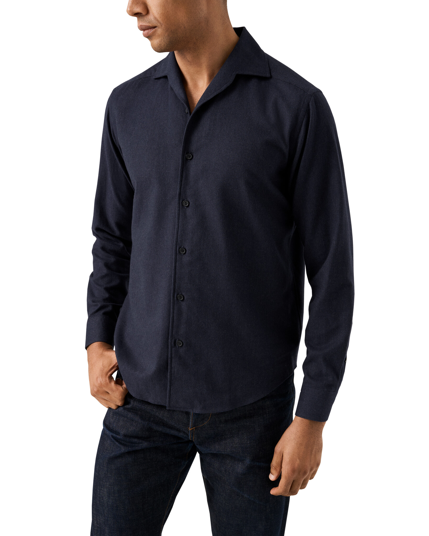 Eton One Piece Collar Flannel Shirt
