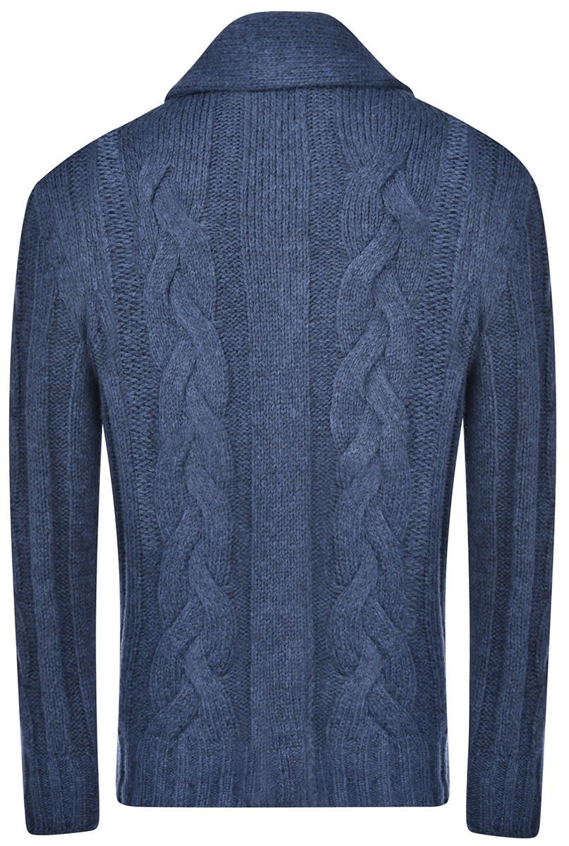 Gran Sasso Cable Knit Shawl Collared Cardigan