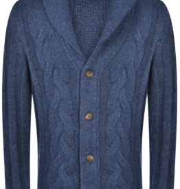 Gran Sasso Cable Knit Shawl Collared Cardigan