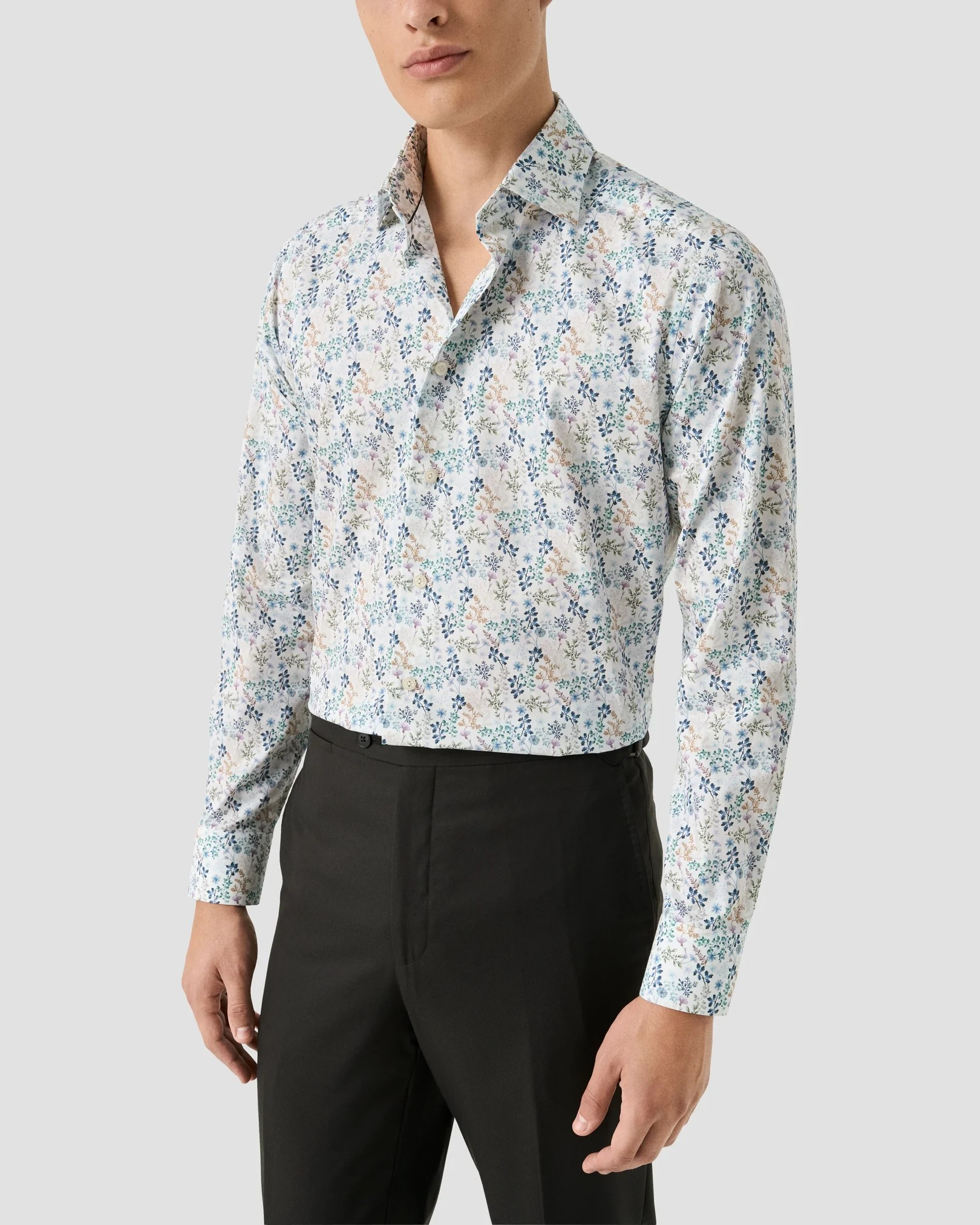Eton Elegant Floral Print Twill Shirt