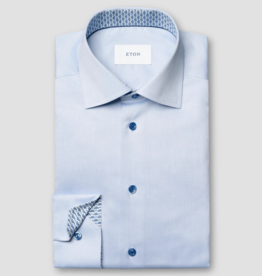 Eton Signature Twill shirt with mid-blue trim