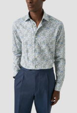 Eton Blue Floral Print Signature Twill Shirt