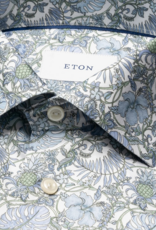 Eton Blue Floral Print Signature Twill Shirt