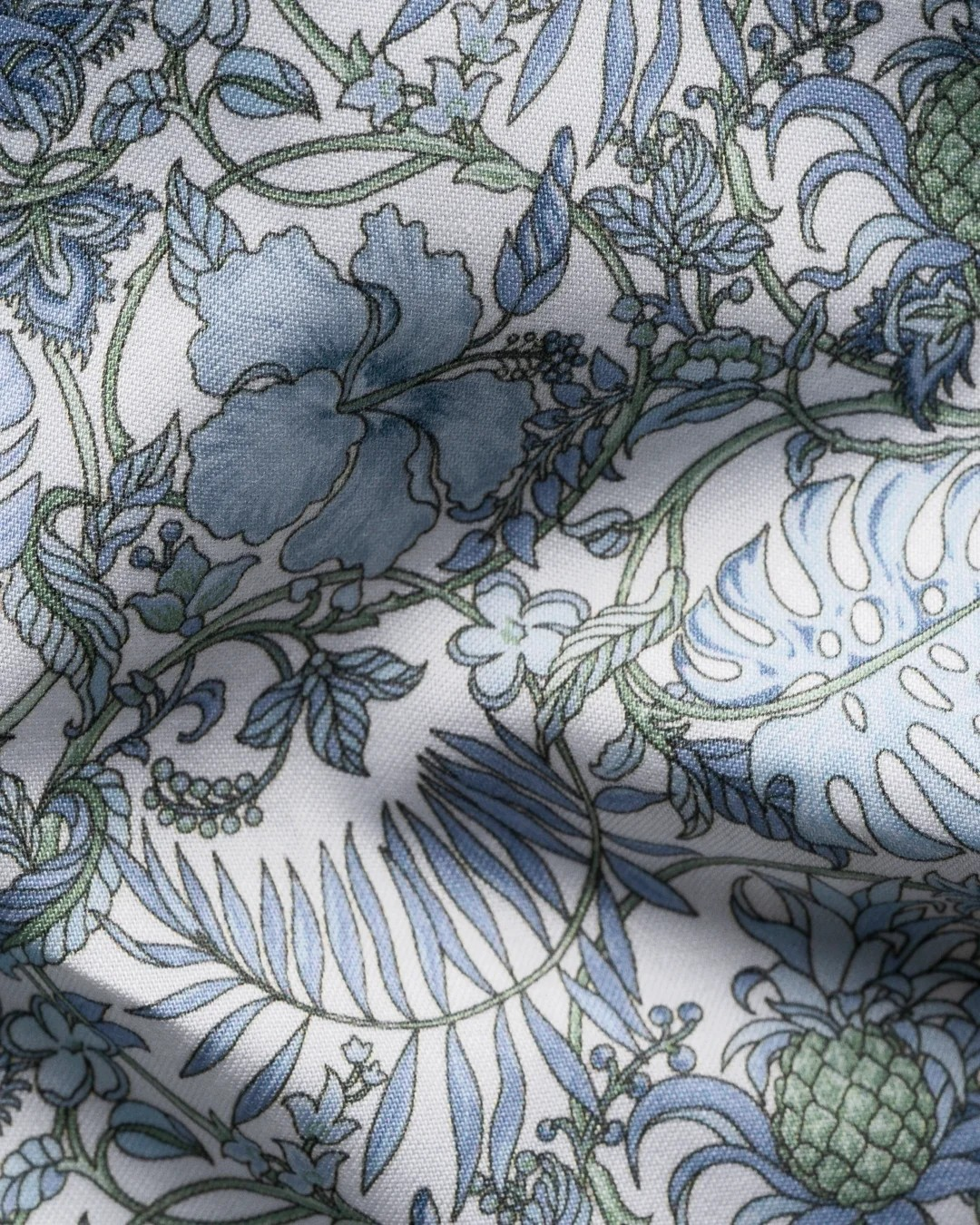 Eton Blue Floral Print Signature Twill Shirt