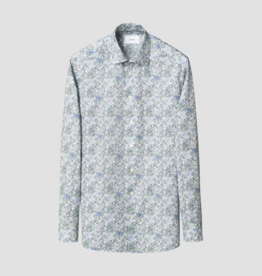 Eton Blue Floral Print Signature Twill Shirt