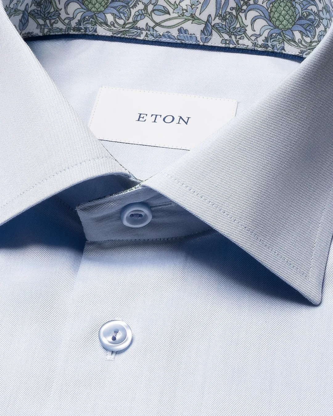 Eton Signature Twill with Floral contrast detail