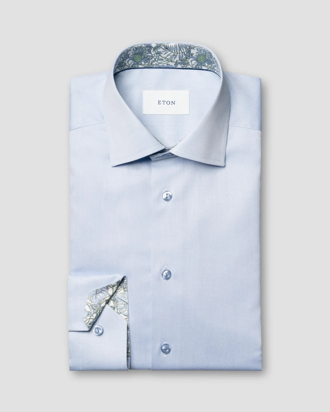 Eton Signature Twill with Floral contrast detail
