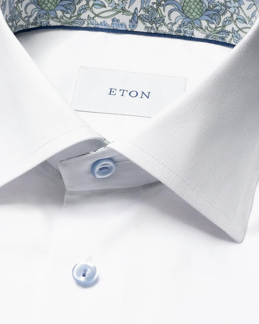 Eton Signature Twill with Floral contrast detail