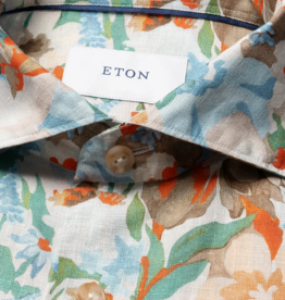 Eton Floral Print Linen Shirt