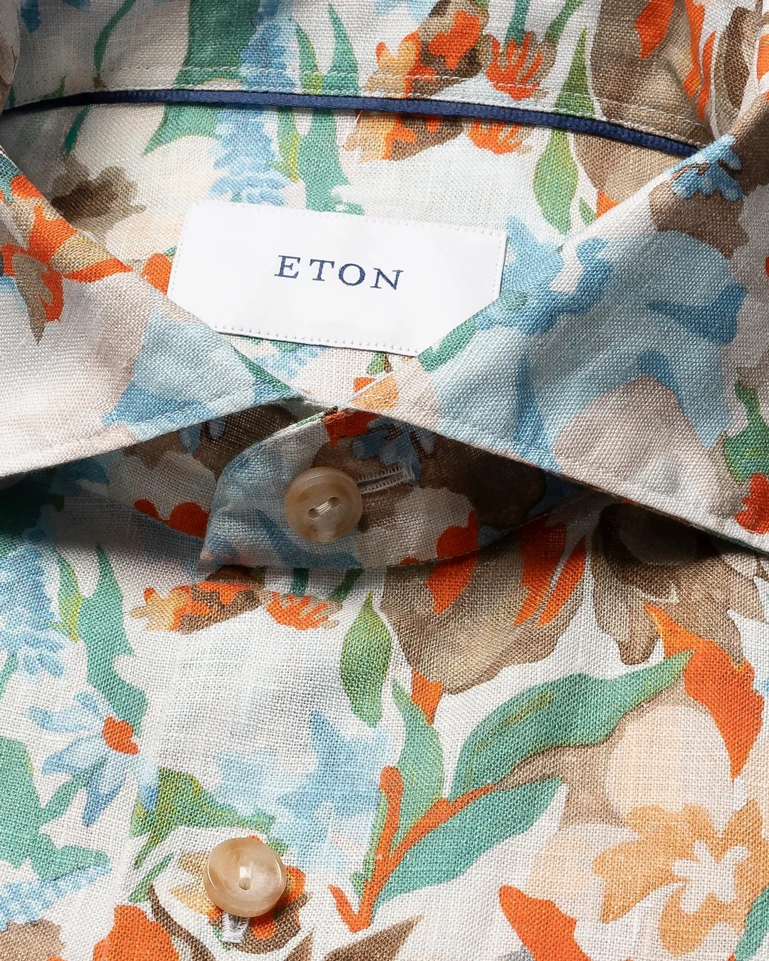 Eton Floral Print Linen Shirt
