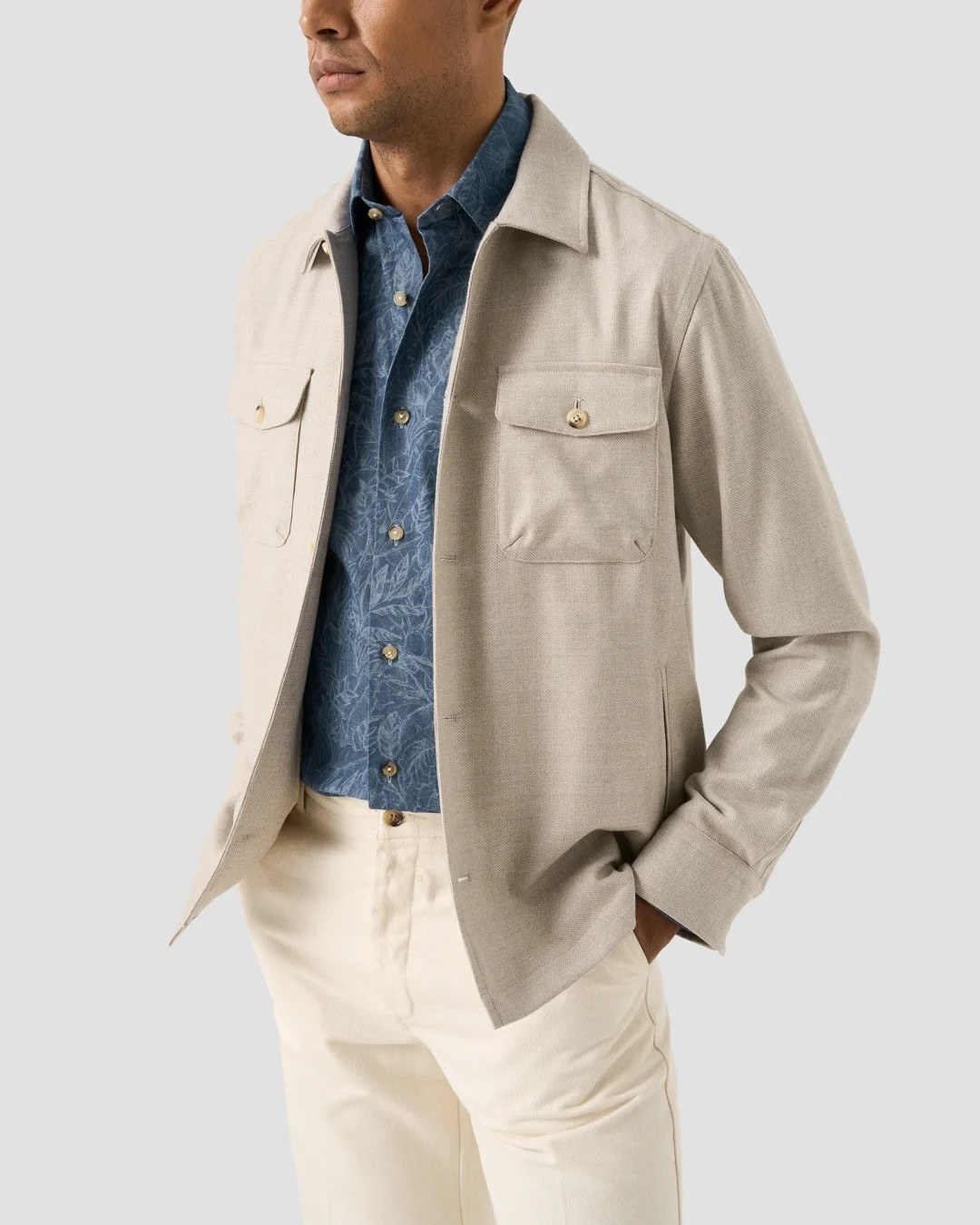 Eton Floral Indigo Dyed Denim shirt